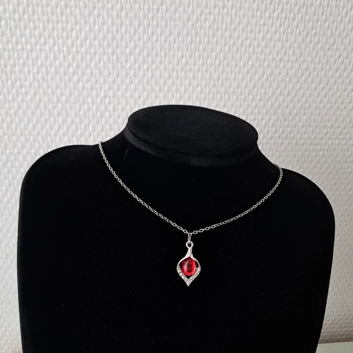 Parure argenté et rouge et strass En acier inoxydable - photo numéro 3