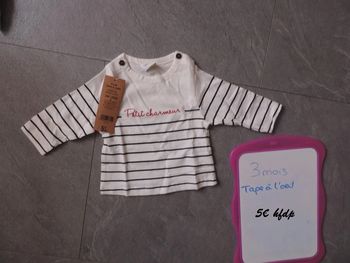tee shirt tape à l'oeil taille 3 mois