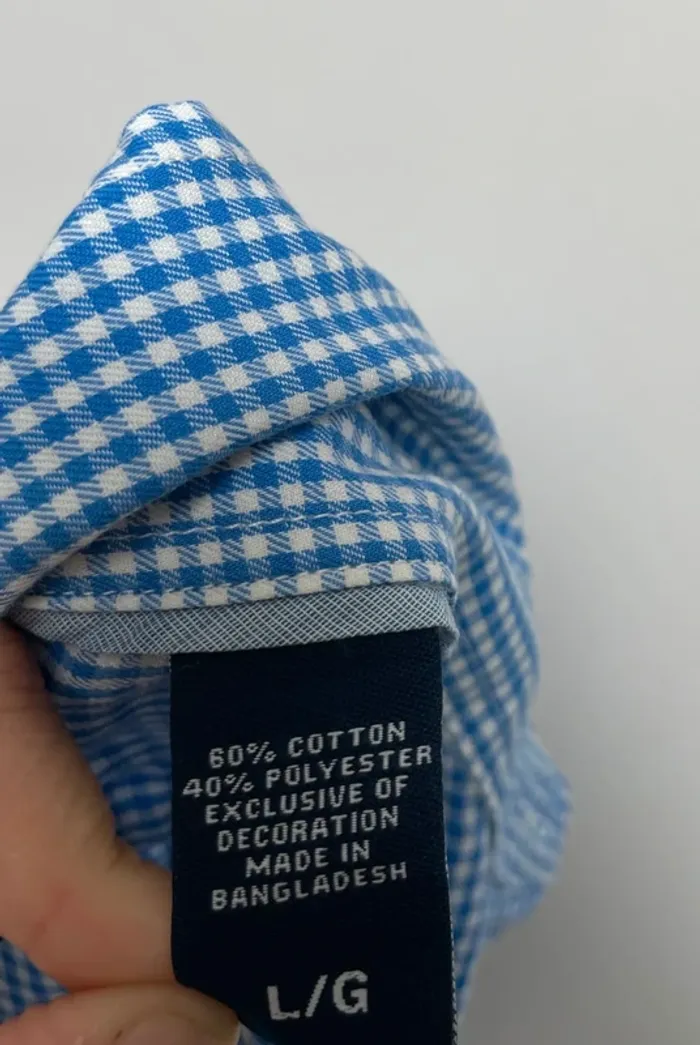 Chaps checkered shirt blue white Mens size Large - photo numéro 11