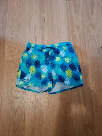 Short de bain 7/8 ans bleu tropical très bon état