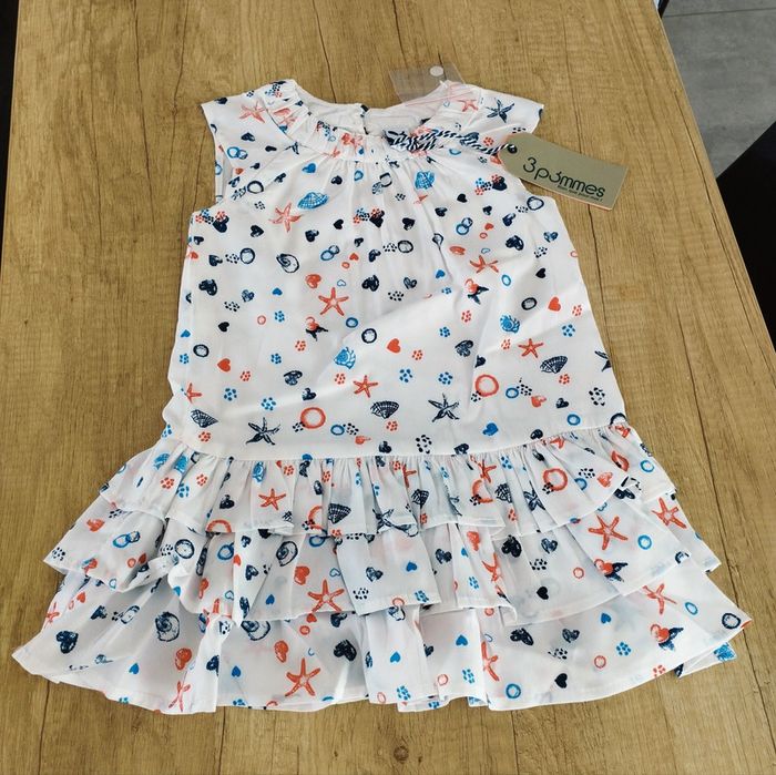 Robe manches courtes fille blanche Océan Princess taille 12/18 mois 3 Pommes