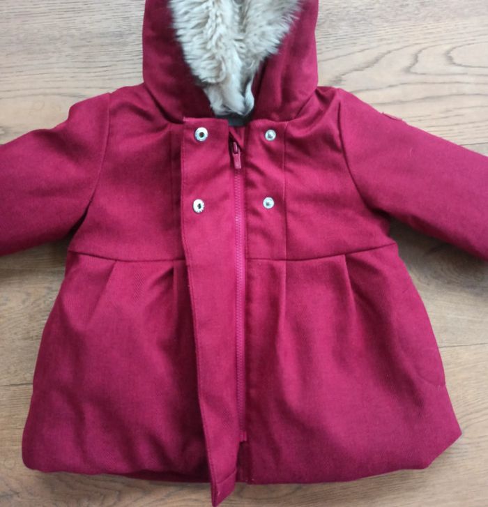 Manteau Hiver Obaïbi avec doublure chaude et douce, rouge foncé / bordeaux - Taille 6 mois - 68cm - photo numéro 2