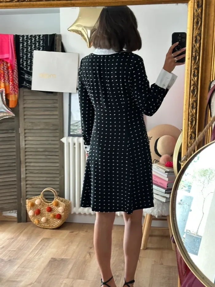 Robe Maje à pois noire et blanche taille 38 - photo numéro 3