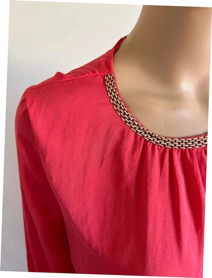 Blouse rose corail avec manches 3/4 Esprit taille 38 jamais portée - photo numéro 5