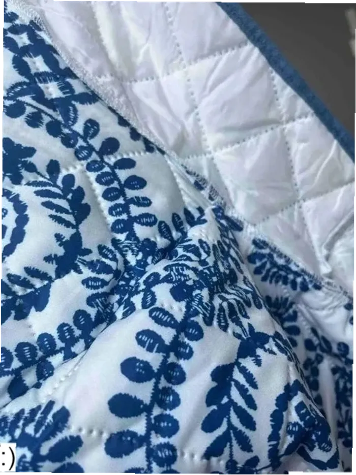Veste Femme Matelassée Imprimé Floral Bleu Bohème - Taille S Neuf Jamais Porté - photo numéro 3