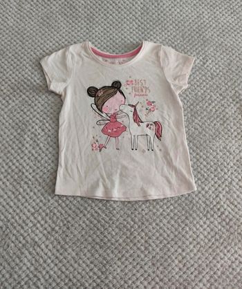 T-shirt blanc Best Friends– Fée & Licorne –3/4ans 104cm