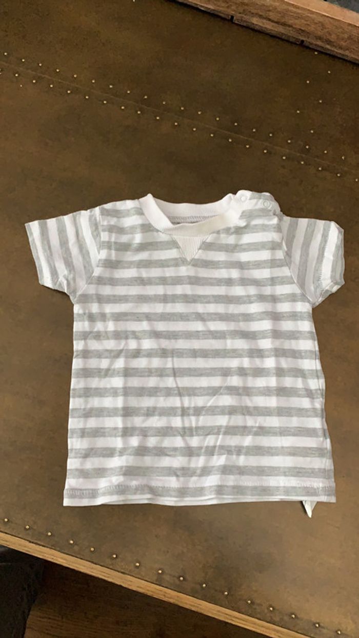 Tee shirt In Extenso rayure blanc gris 9 mois
