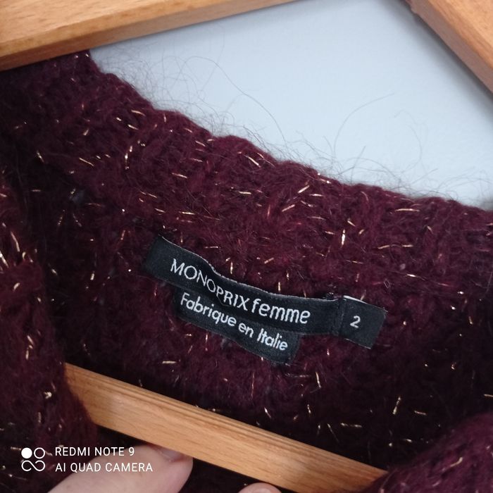 Pull bordeaux doré lurex t38 - photo numéro 6