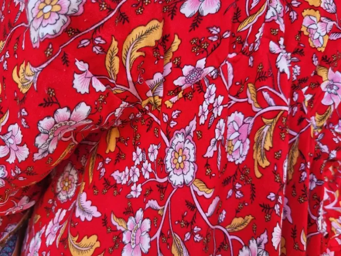Robe longue bohème fleuri kaftan rouge multicolore shein taille 52 - photo numéro 4