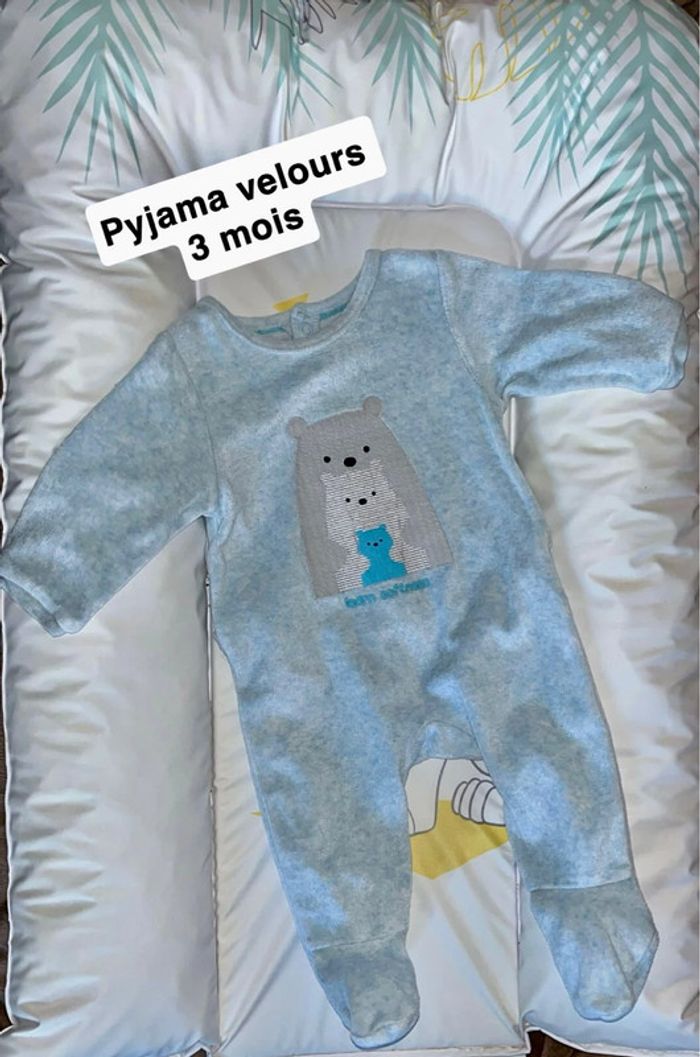 Pyjama velours bleu ours 6mois okaibi