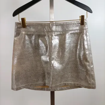 Mini jupe métallisée argentée Pull&Bear taille S fermeture zip tendance soirée A1396