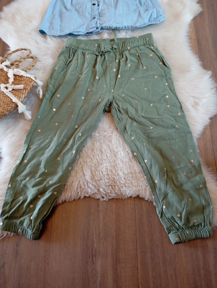 Look fille 3 ans 💗 idéal rentrée chemise en jean Lili marelle + bas h&m - photo numéro 2