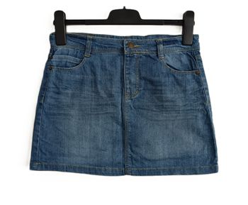 Mini jupe en jean bleu effet plissé délavé. La Redoute. Taille 12 ans. 150 cm