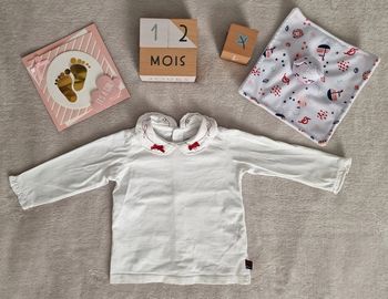 T-shirt ML blanc noeud rouge Sergent Major 12M (BE)