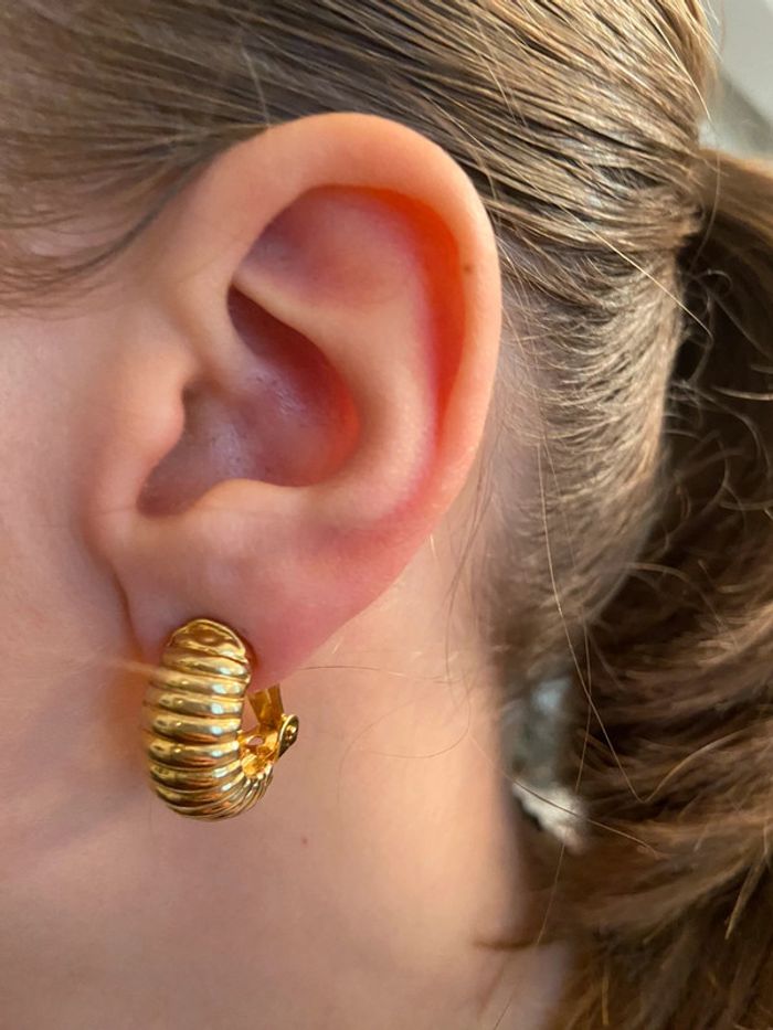 Boucles d’oreilles clip forme cabochon plaqué or - photo numéro 11