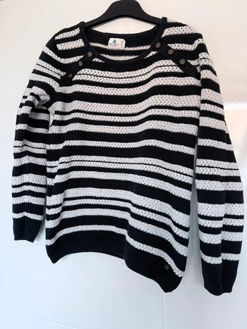 Pull rayé Bonobo marine et blanc en S