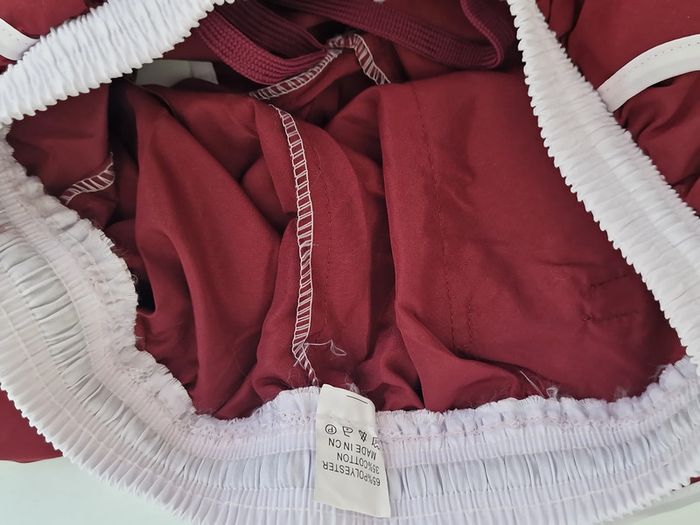 Short De Plage Rouge Bordeau Blanc - photo numéro 5