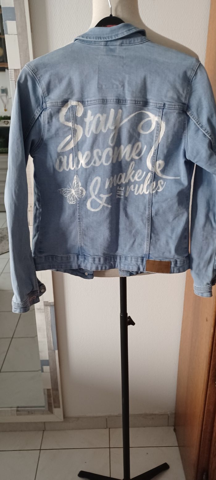Très jolie veste jeans fille T 158cm - photo numéro 7