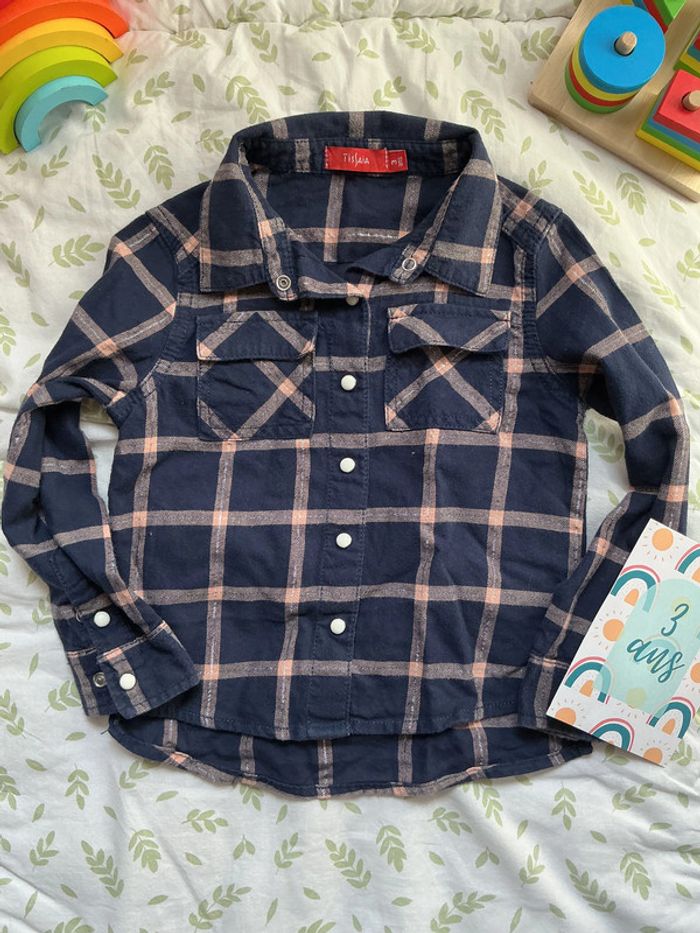 chemise manches longues marine et rose 3 ans tissaia - photo numéro 2
