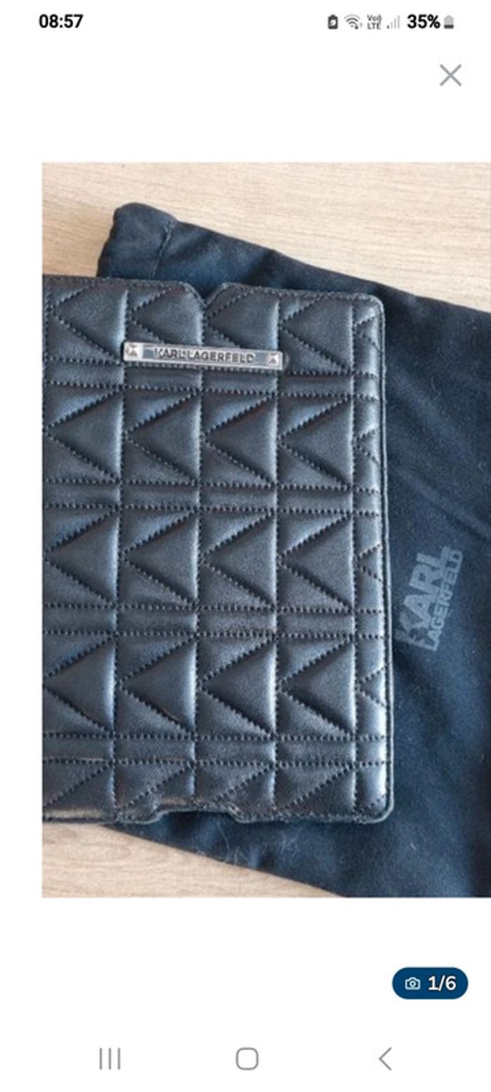 Pochette ordinateur lagerfield cuir noir - photo numéro 2