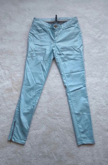 Pantalon Naf Naf bleu clair skinny effet toile enduite 36 léger