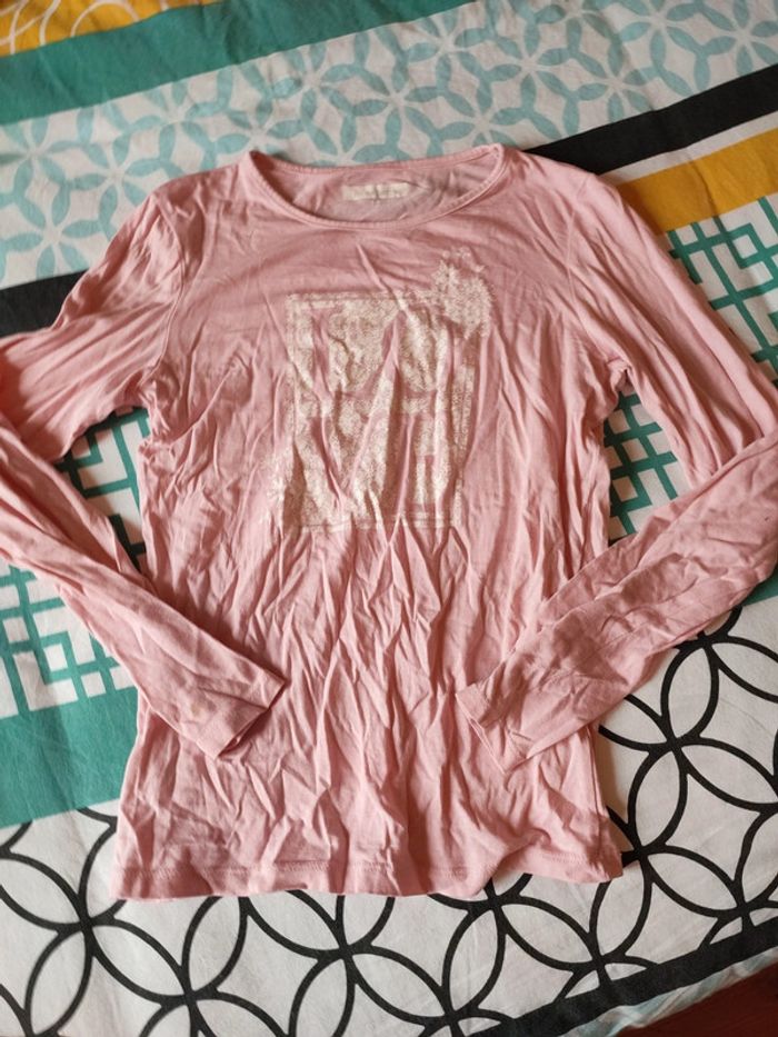 T-shirt manches longues rose - photo numéro 2