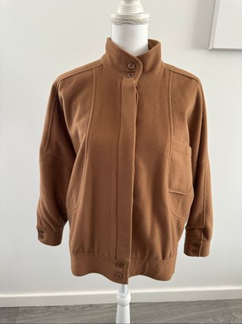 Manteau court oversize beige camel en cachemire et laine Vintage T40 L