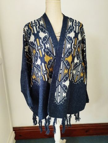 Poncho jacquard bleu - Mim - T.M - Neuf