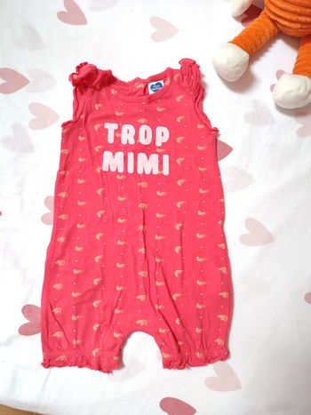 Combinaison bébé fille - Trop mimi - 9 mois - Très bon état - Mots d'enfants