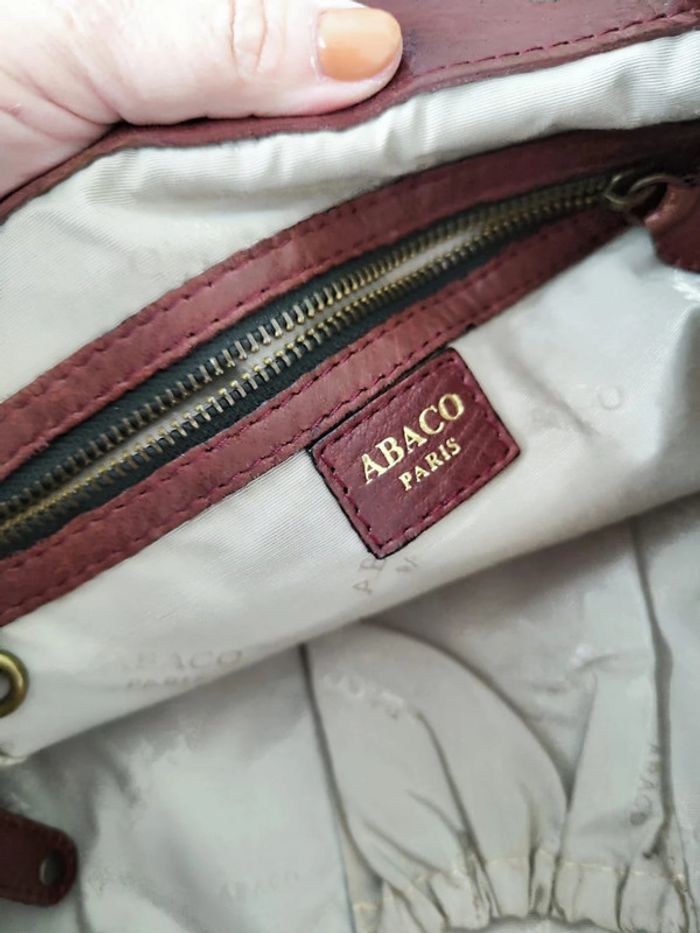 Sac à main Abaco bordeaux, très bon état en cuir 30X46 cm - photo numéro 6