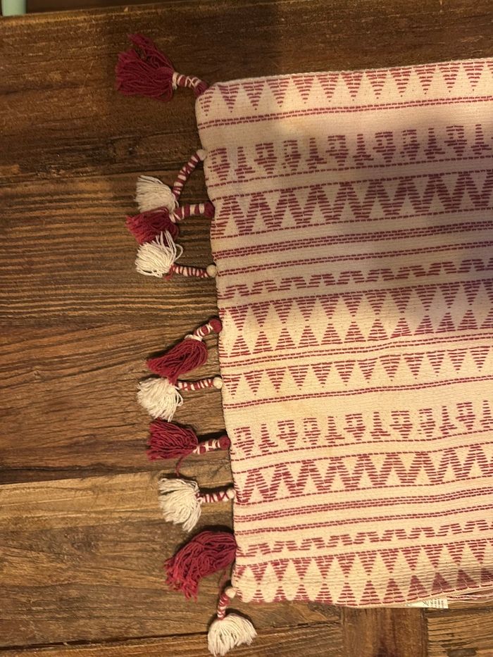 Housse de coussin décorative - crème et Bordeaux - 36x56cm - photo numéro 2