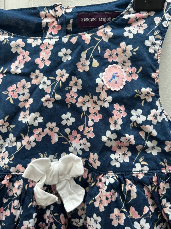 Robe en coton 6 mois bleu et rose fleurs - serjent major neuve - photo numéro 2