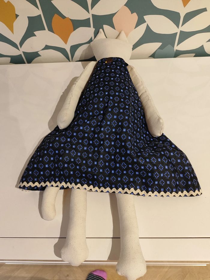 Poupée peluche doudou chat chiffon fait main - photo numéro 6