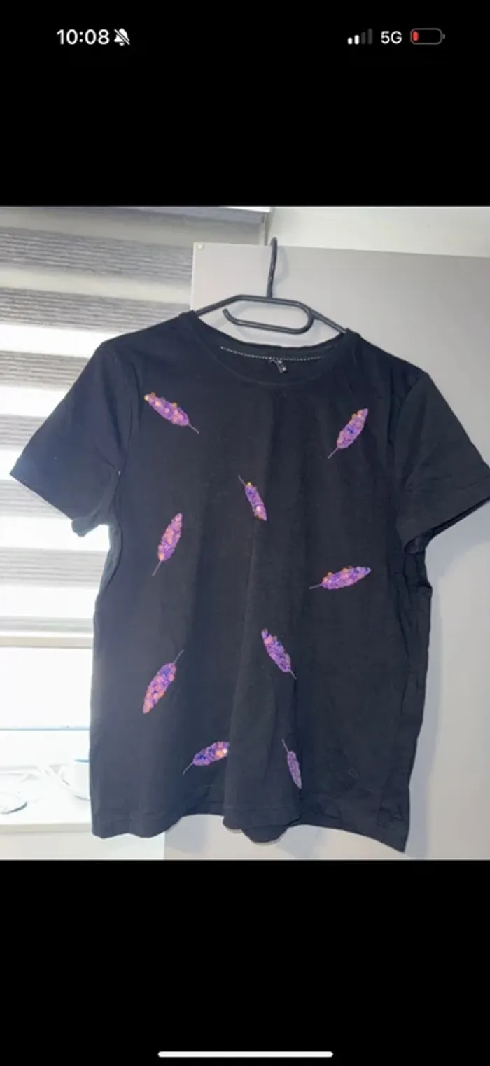 Tshirt noir mauve taille M Only - photo numéro 2