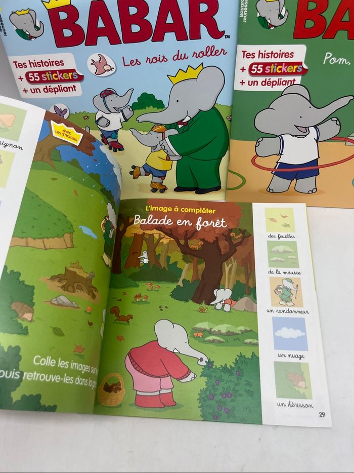 Lot de 3 magazines Livres d’activités Babar autocollants gommettes Neuf - photo numéro 2