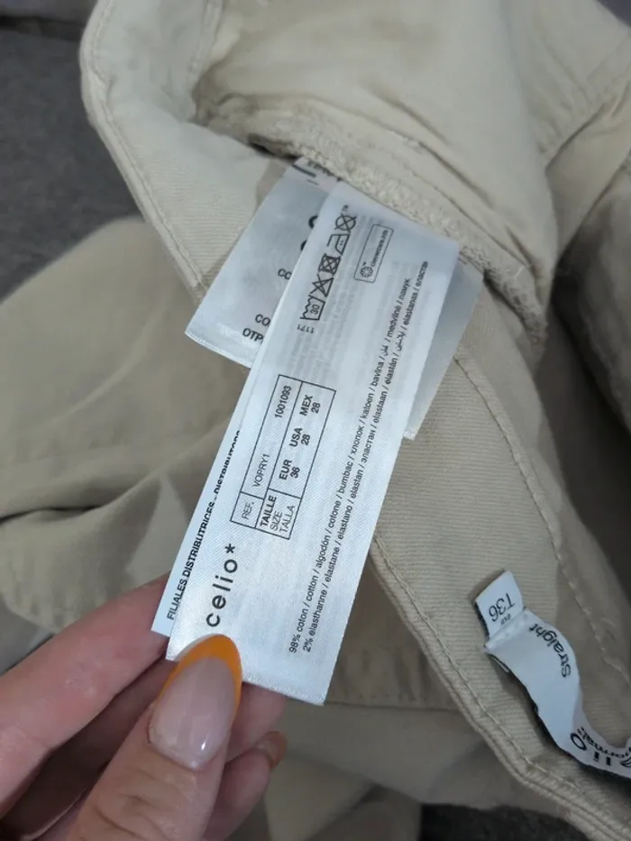 Pantalon Homme Celio – Taille 36-Creme – Neuf avec étiquette - photo numéro 5