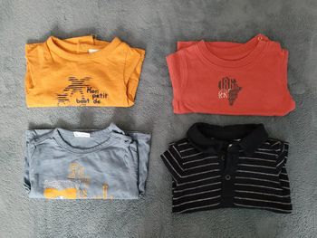 4 hauts t-shirts de 1 à 3 mois (printemps/été)