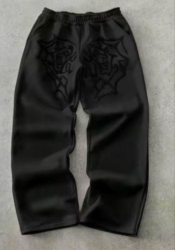 Jogging noir motif toile  M