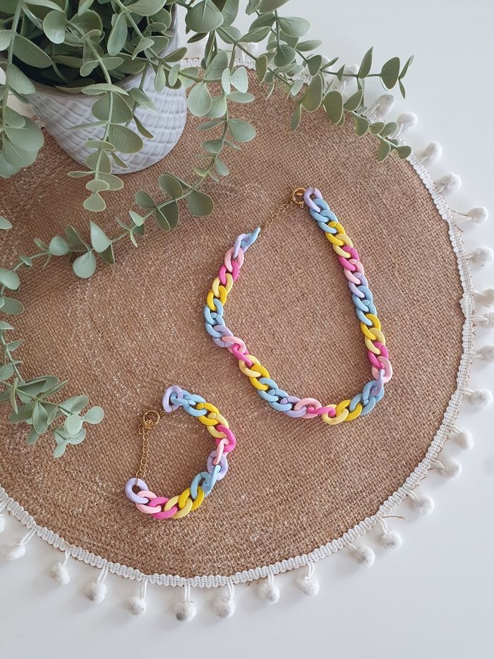 Collier Mailles couleurs pastels - photo numéro 3