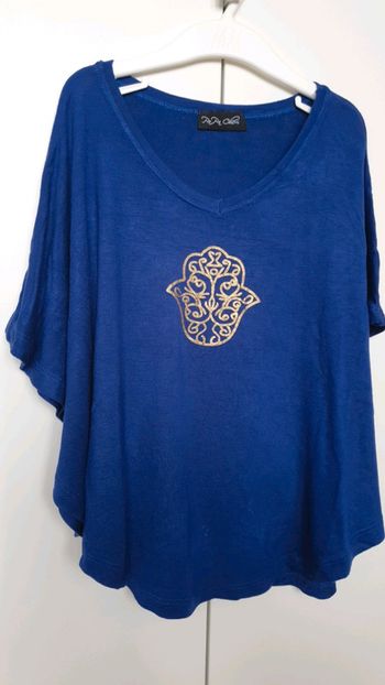 T shirt bleu doré oriental