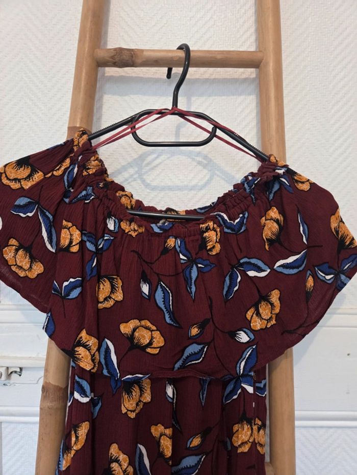 Robe longue fleurs marron bleu - photo numéro 6
