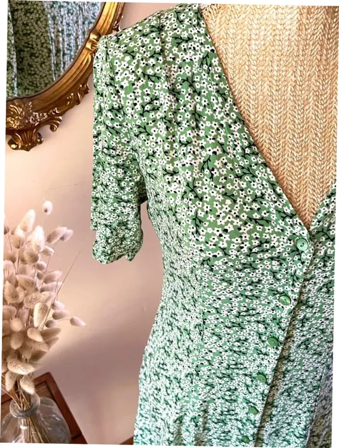 Robe Fleurie Verte - Monki - Taille XS - photo numéro 5