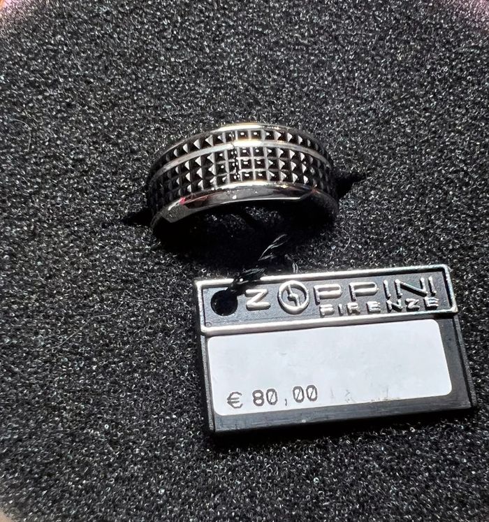 bague noir et argent homme