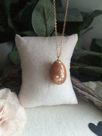 Collier bohème Pendentif pierre océanique