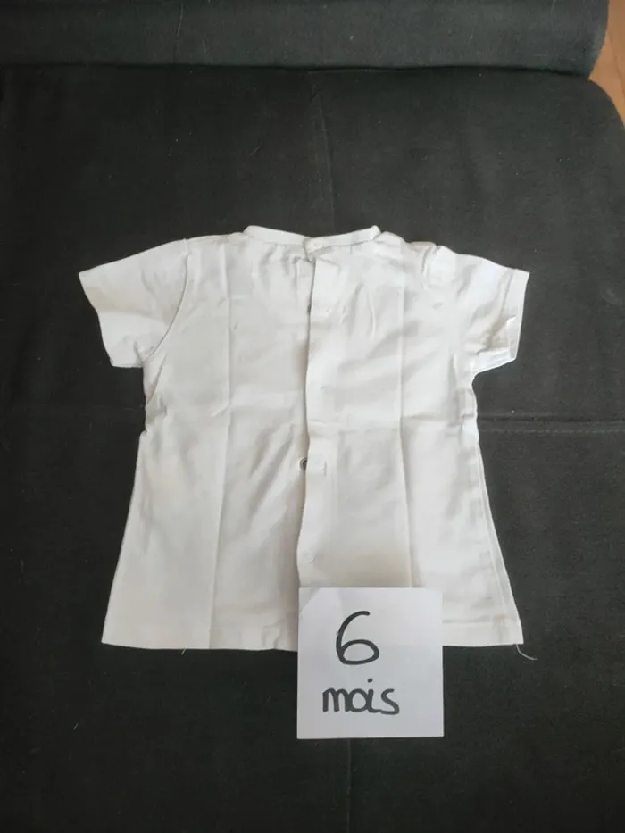 Tee shirt blanc garçon 6 mois Obaïbi - photo numéro 3