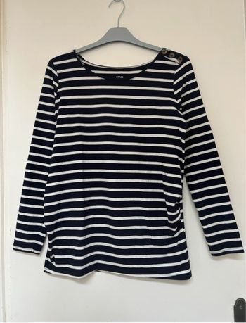 Tee-shirt marinière bleu marine à manches longues