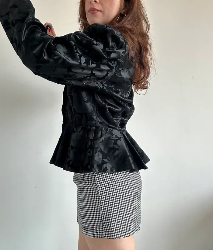 Veste vintage années 80 noire velours taille S - photo numéro 6