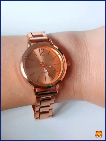 Montre rose gold minimaliste à maillons – élégance vintage chic
