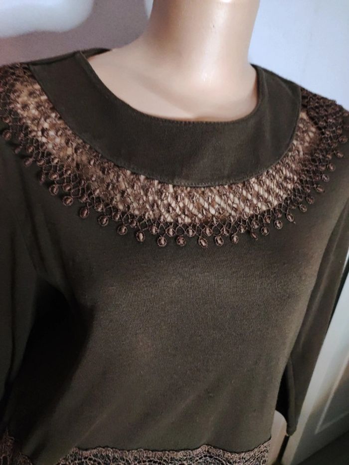 Tunique dentelle Marron t42/44 - photo numéro 3
