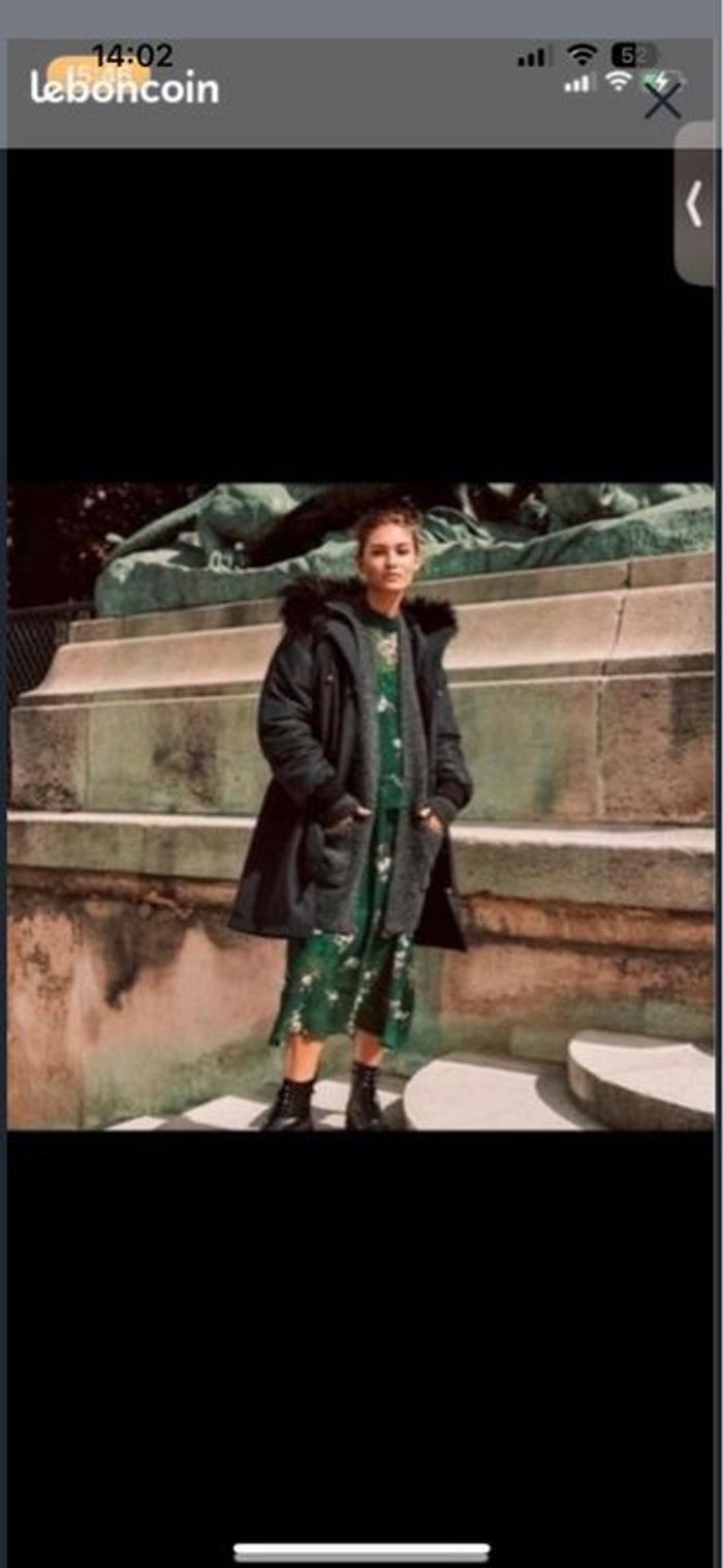 Manteau long vert H&M taille S - photo numéro 3